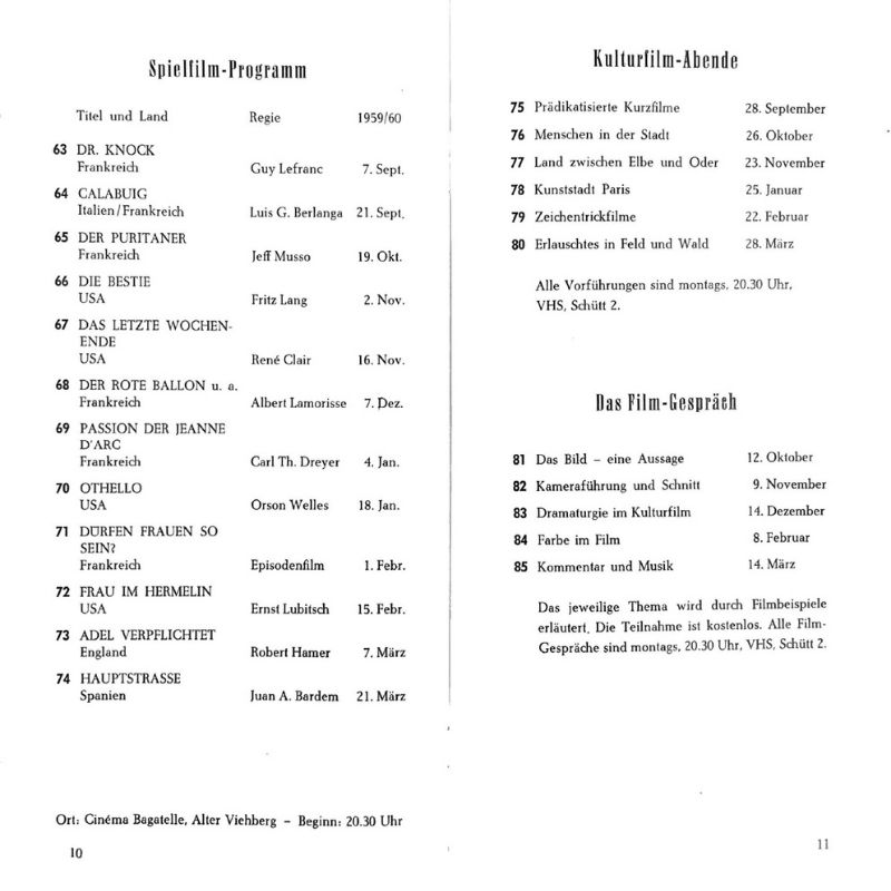 vhs-Programm 1959 © Stadtarchiv